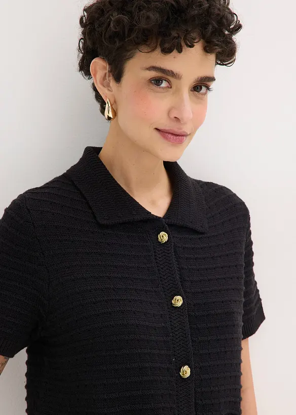 Pleten&yacute; kab&aacute;tek s ozdobn&yacute;mi knofl&iacute;ky, bonprix