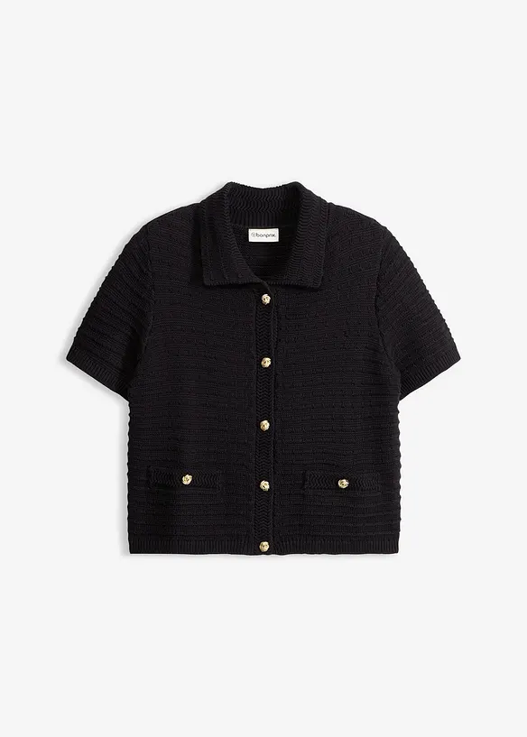 Pleten&yacute; kab&aacute;tek s ozdobn&yacute;mi knofl&iacute;ky, bonprix