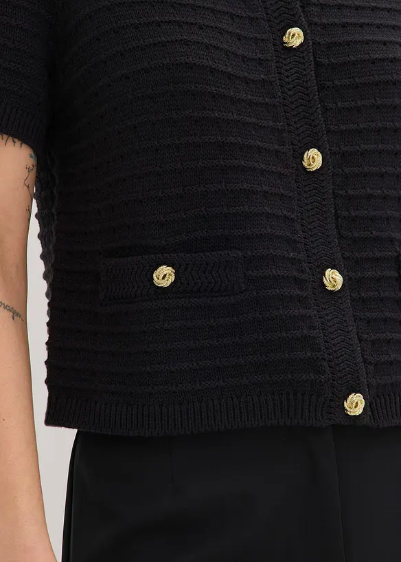 Pleten&yacute; kab&aacute;tek s ozdobn&yacute;mi knofl&iacute;ky, bonprix