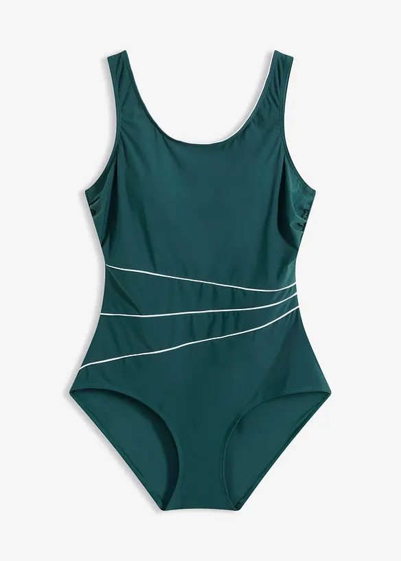 Stahovac&iacute; jednod&iacute;ln&eacute; plavky s ozdobn&yacute;mi &scaron;vy, lehk&yacute; tvaruj&iacute;c&iacute; efekt, bonprix