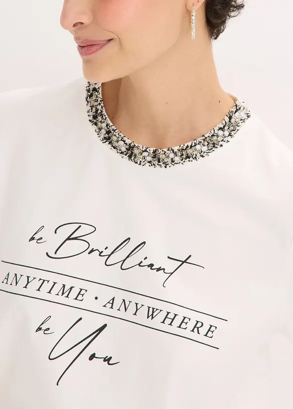 Tričko z organick&eacute; bavlny, s naaplikovanou p&aacute;skou, bonprix