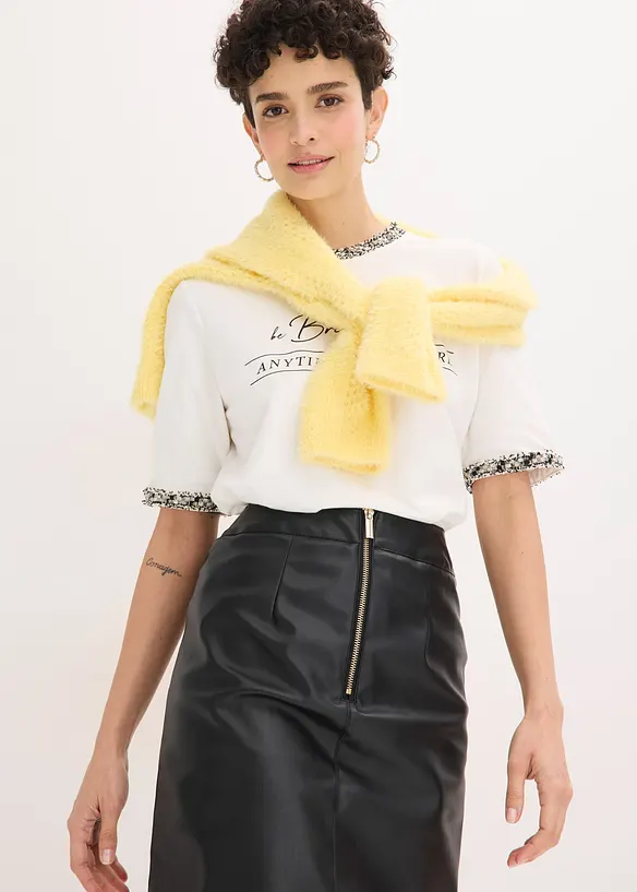 Tričko z organick&eacute; bavlny, s naaplikovanou p&aacute;skou, bonprix