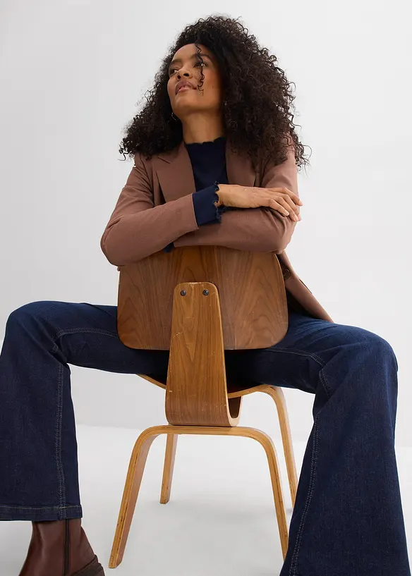 Dž&iacute;ny do zvonu, High Waist, organick&aacute; bavlna, bonprix