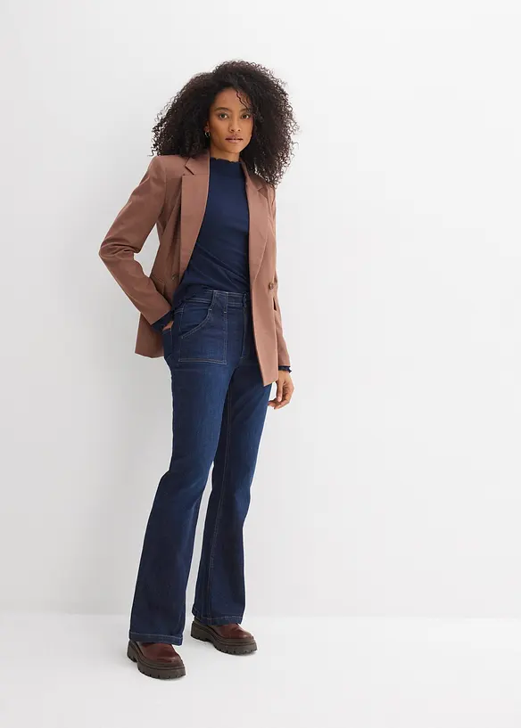 Dž&iacute;ny do zvonu, High Waist, organick&aacute; bavlna, bonprix