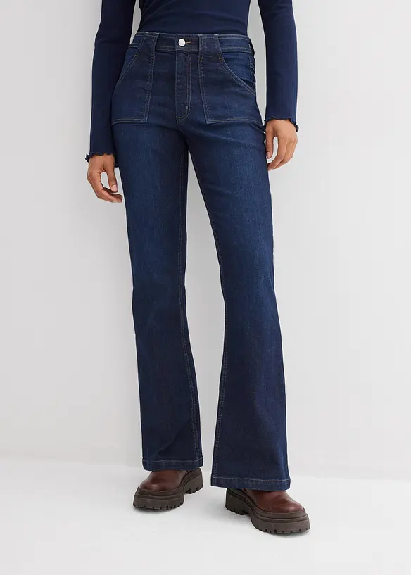 Dž&iacute;ny do zvonu, High Waist, organick&aacute; bavlna, bonprix