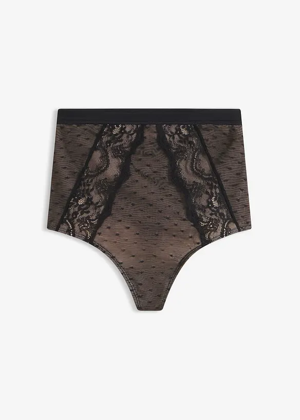 Stahovac&iacute; kalhotky tanga s krajkou, středn&iacute; tvaruj&iacute;c&iacute; efekt, bonprix