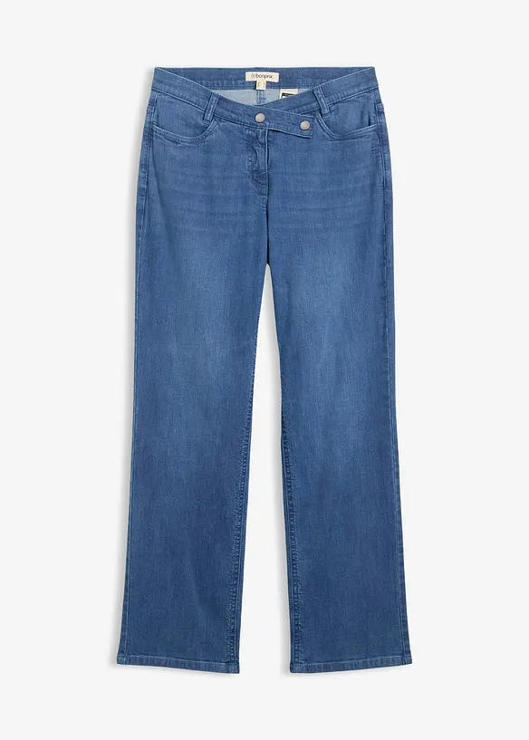 Dž&iacute;ny Loose Straight, Mid Waist, organick&aacute; bavlny, bonprix