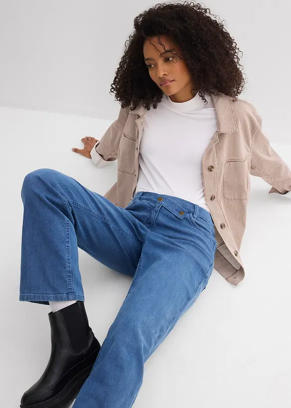 Dž&iacute;ny Loose Straight, Mid Waist, organick&aacute; bavlny, bonprix