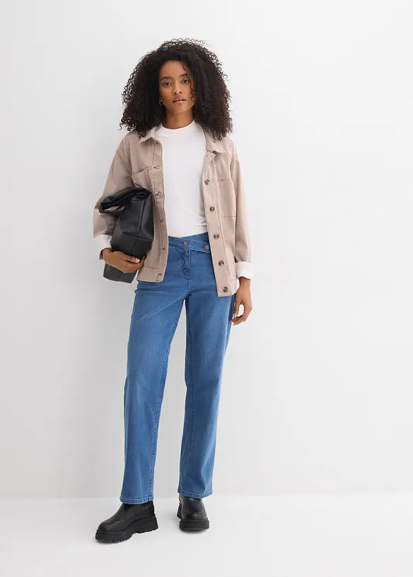 Dž&iacute;ny Loose Straight, Mid Waist, organick&aacute; bavlny, bonprix