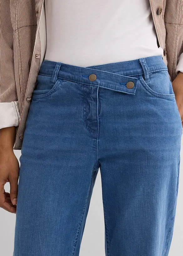 Dž&iacute;ny Loose Straight, Mid Waist, organick&aacute; bavlny, bonprix