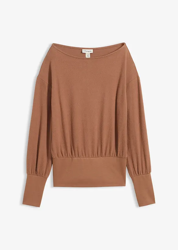 Tričko s dlouh&yacute;m ruk&aacute;vem, z měkk&eacute; visk&oacute;zov&eacute; směsi, bonprix