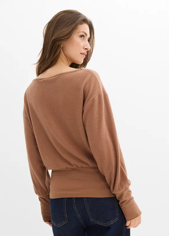 Tričko s dlouh&yacute;m ruk&aacute;vem, z měkk&eacute; visk&oacute;zov&eacute; směsi, bonprix