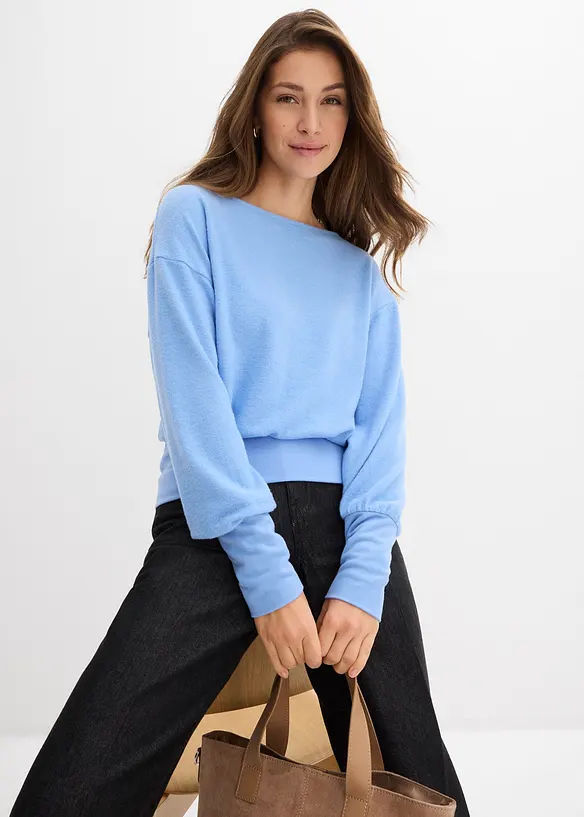 Tričko s dlouh&yacute;m ruk&aacute;vem, z měkk&eacute; visk&oacute;zov&eacute; směsi, bonprix