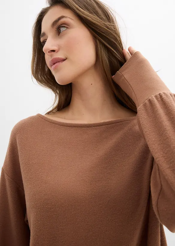 Tričko s dlouh&yacute;m ruk&aacute;vem, z měkk&eacute; visk&oacute;zov&eacute; směsi, bonprix