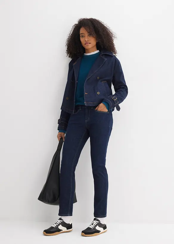 Dž&iacute;ny Slim Fit, Mid Waist, organick&aacute; bavlna, bonprix