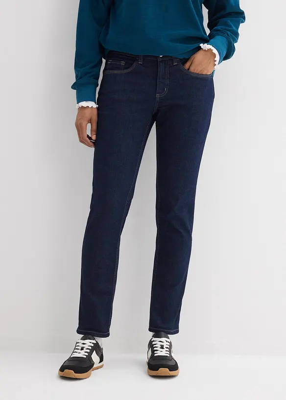 Dž&iacute;ny Slim Fit, Mid Waist, organick&aacute; bavlna, bonprix
