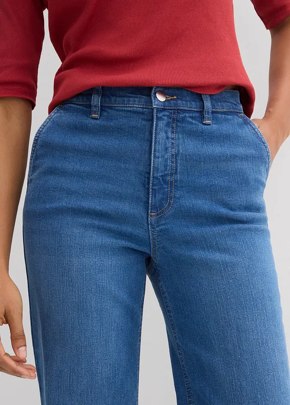 Dž&iacute;ny Wide Leg, High Waist, organick&aacute; bavlna, bonprix