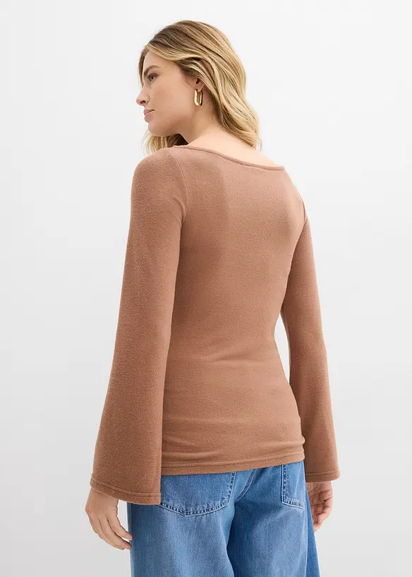 Triko s dlouh&yacute;m ruk&aacute;vem, z měkk&eacute; visk&oacute;zov&eacute; směsi, bonprix