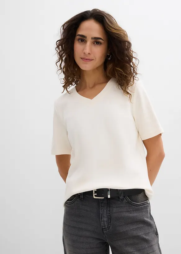 Triko z těžk&eacute;ho žerzeje z čist&eacute; organick&eacute; bavlny (2 ks v balen&iacute;), bonprix