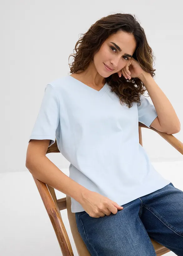 Triko z těžk&eacute;ho žerzeje z čist&eacute; organick&eacute; bavlny (2 ks v balen&iacute;), bonprix