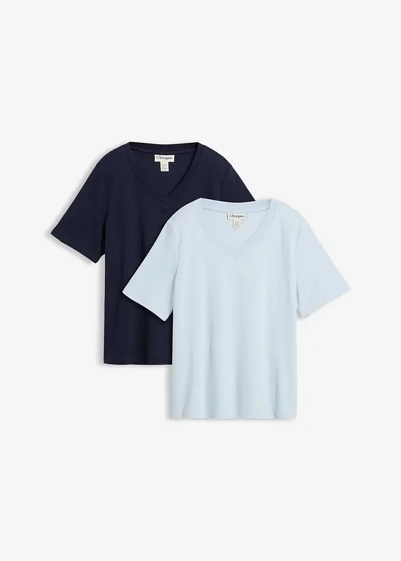 Triko z těžk&eacute;ho žerzeje z čist&eacute; organick&eacute; bavlny (2 ks v balen&iacute;), bonprix