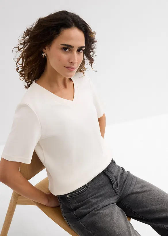 Triko z těžk&eacute;ho žerzeje z čist&eacute; organick&eacute; bavlny (2 ks v balen&iacute;), bonprix