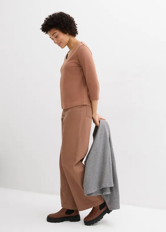 Tričko z těžk&eacute;ho žerzeje z čist&eacute; organick&eacute; bavlny, 3/4 ruk&aacute;v, bonprix