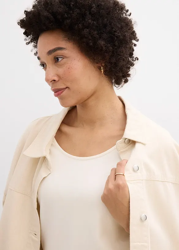 Tričko z těžk&eacute;ho žerzeje z čist&eacute; organick&eacute; bavlny, 3/4 ruk&aacute;v, bonprix