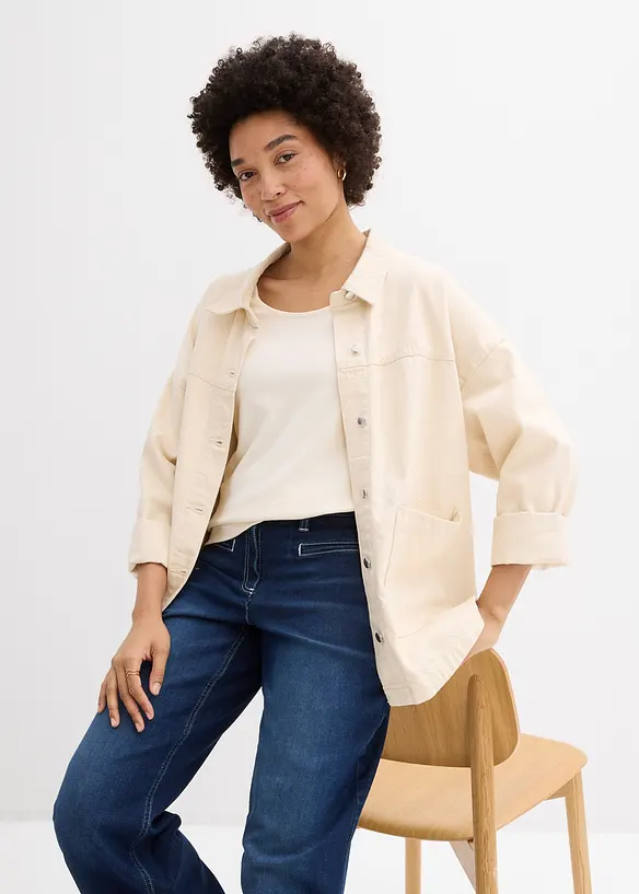 Tričko z těžk&eacute;ho žerzeje z čist&eacute; organick&eacute; bavlny, 3/4 ruk&aacute;v, bonprix