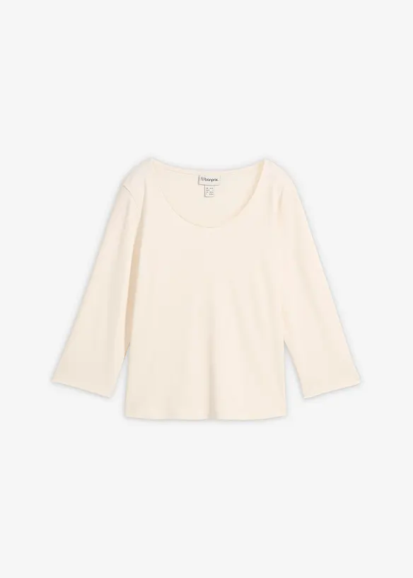 Tričko z těžk&eacute;ho žerzeje z čist&eacute; organick&eacute; bavlny, 3/4 ruk&aacute;v, bonprix