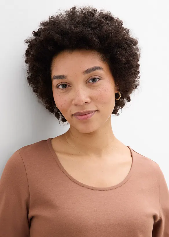 Tričko z těžk&eacute;ho žerzeje z čist&eacute; organick&eacute; bavlny, 3/4 ruk&aacute;v, bonprix