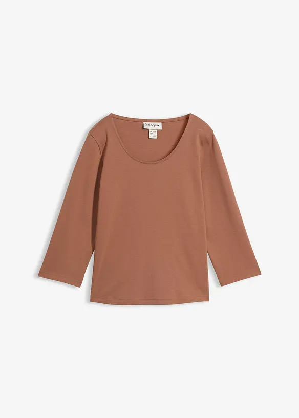 Tričko z těžk&eacute;ho žerzeje z čist&eacute; organick&eacute; bavlny, 3/4 ruk&aacute;v, bonprix