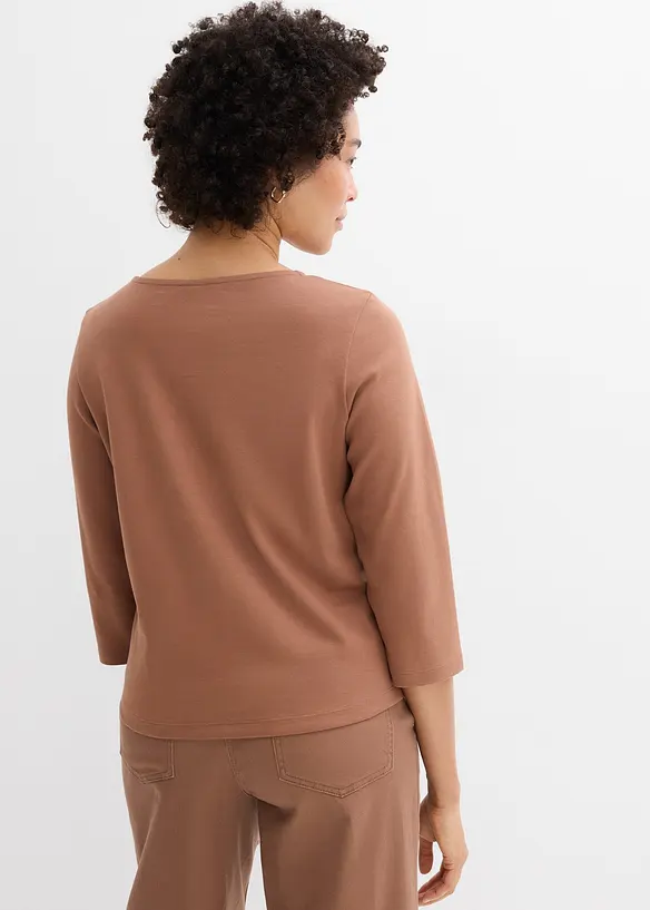 Tričko z těžk&eacute;ho žerzeje z čist&eacute; organick&eacute; bavlny, 3/4 ruk&aacute;v, bonprix