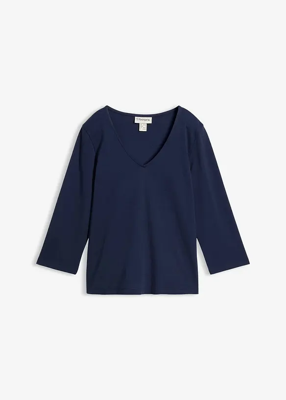 Tričko z těžk&eacute;ho žerzeje z čist&eacute; organick&eacute; bavlny, 3/4 ruk&aacute;v, bonprix