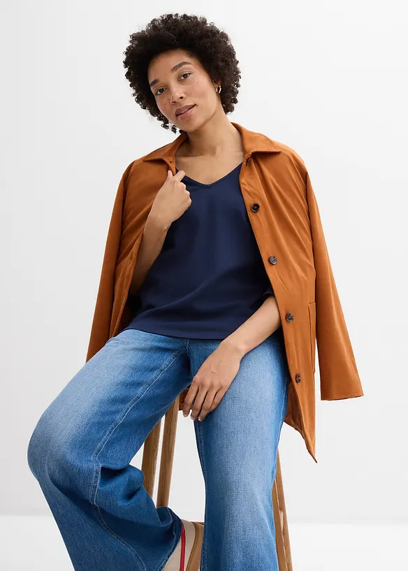 Tričko z těžk&eacute;ho žerzeje z čist&eacute; organick&eacute; bavlny, 3/4 ruk&aacute;v, bonprix