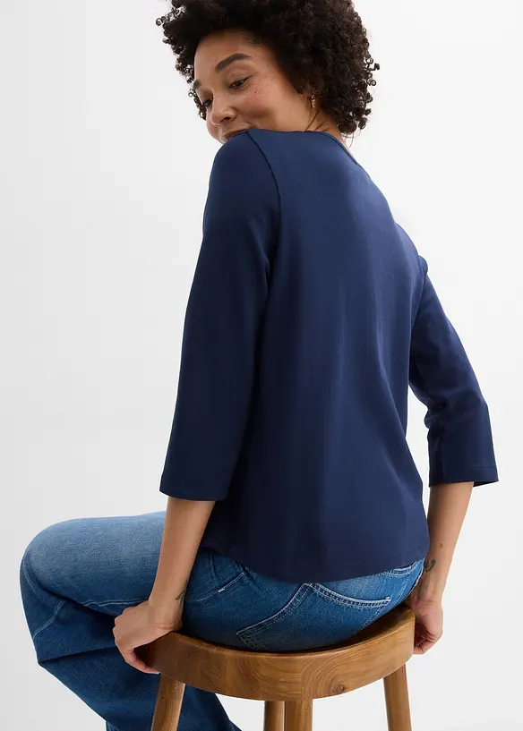 Tričko z těžk&eacute;ho žerzeje z čist&eacute; organick&eacute; bavlny, 3/4 ruk&aacute;v, bonprix