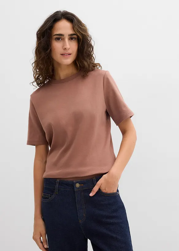 Triko z těžk&eacute;ho žerzeje z čist&eacute; organick&eacute; bavlny (2 ks v balen&iacute;), bonprix