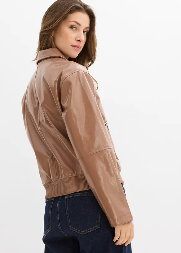 Kr&aacute;tk&aacute; bunda z uměl&eacute; kůže, bonprix