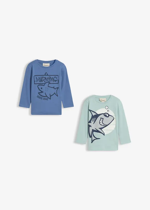 Triko s dlouh&yacute;m ruk&aacute;vem, z čist&eacute; organick&eacute; bavlny (2 ks v balen&iacute;), bonprix