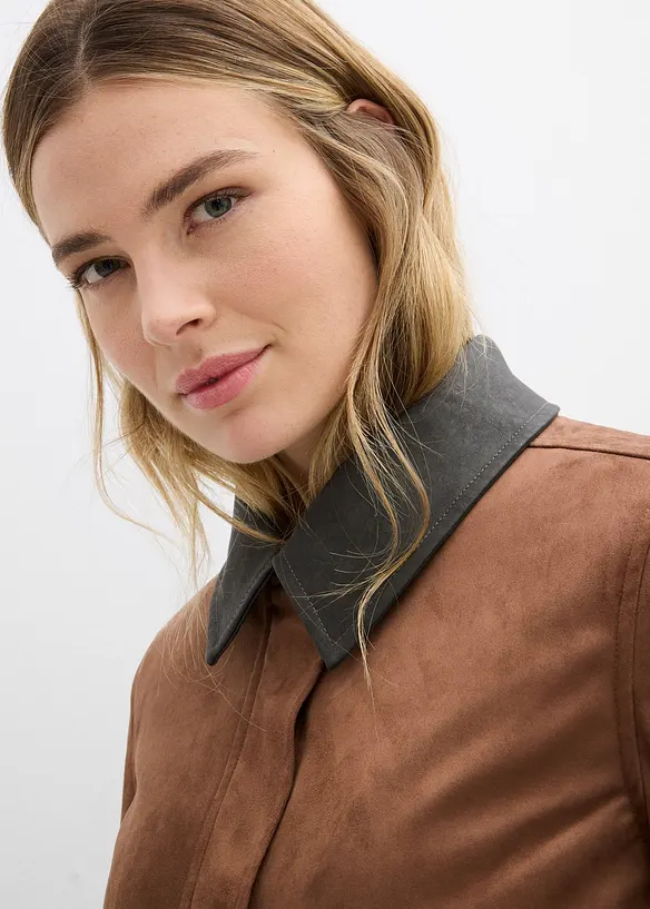 Bunda z uměl&eacute; velurov&eacute; kůže, bonprix