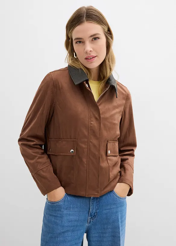 Bunda z uměl&eacute; velurov&eacute; kůže, bonprix