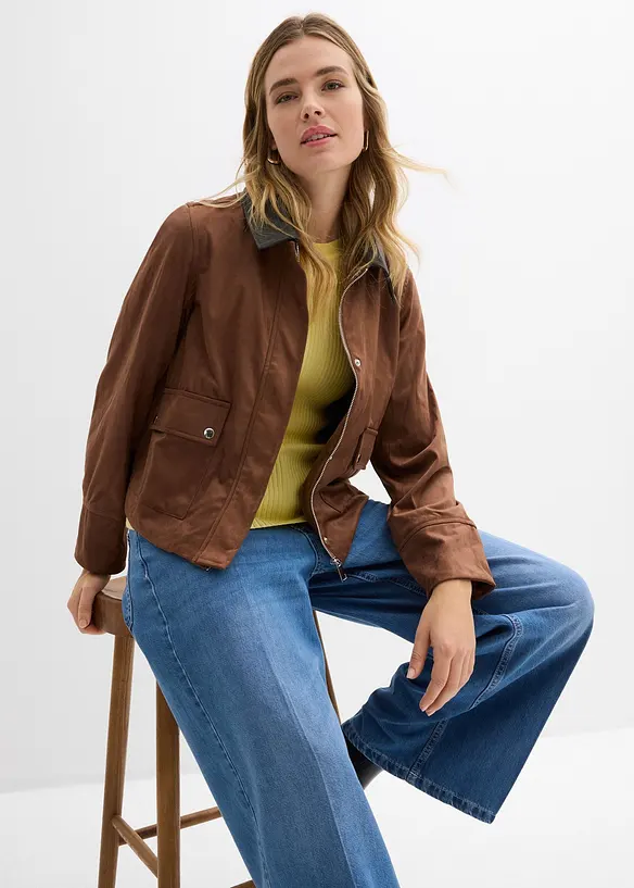 Bunda z uměl&eacute; velurov&eacute; kůže, bonprix