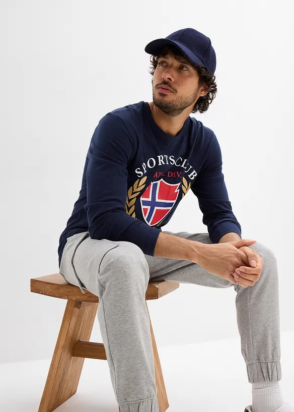 Tričko s dlouh&yacute;m ruk&aacute;vem z čist&eacute; bavlny, bonprix