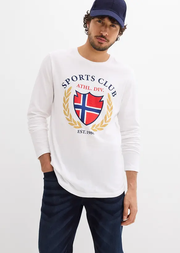 Tričko s dlouh&yacute;m ruk&aacute;vem z čist&eacute; bavlny, bonprix