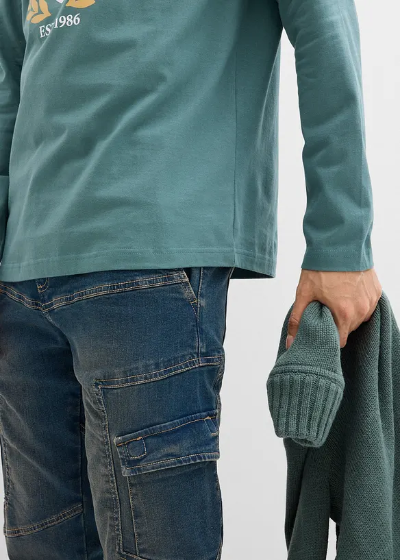 Tričko s dlouh&yacute;m ruk&aacute;vem z čist&eacute; bavlny, bonprix