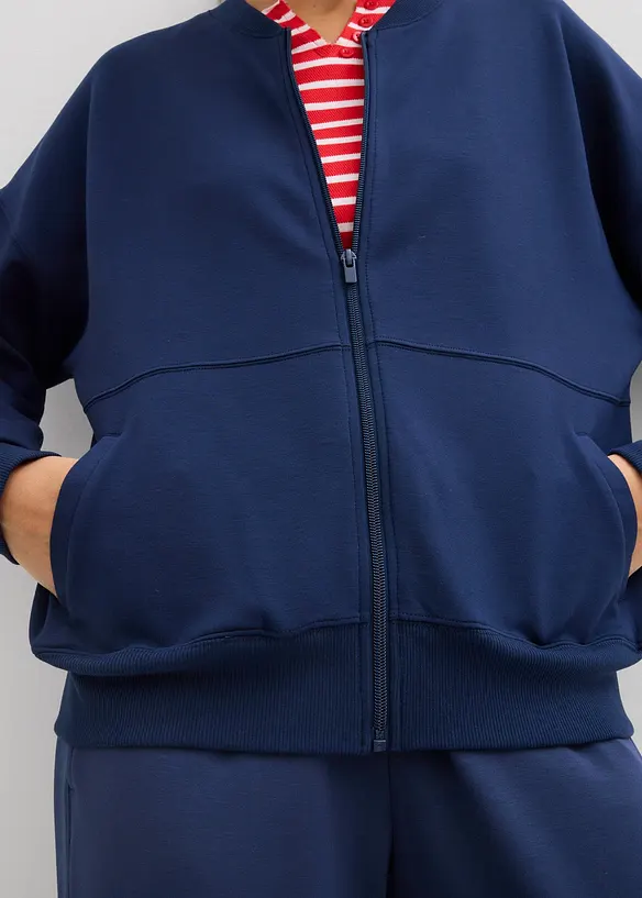 Oversize prop&iacute;nac&iacute; mikina z materi&aacute;lu scuba, bonprix