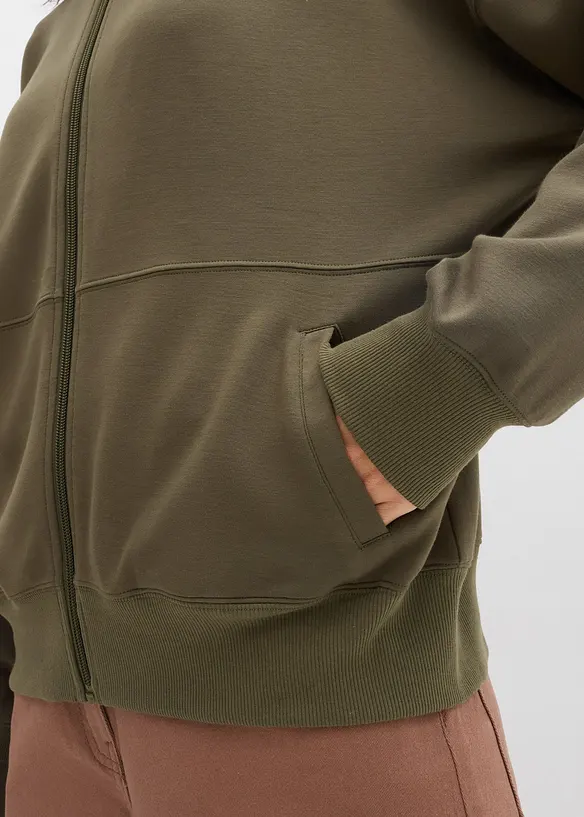 Oversize prop&iacute;nac&iacute; mikina z materi&aacute;lu scuba, bonprix