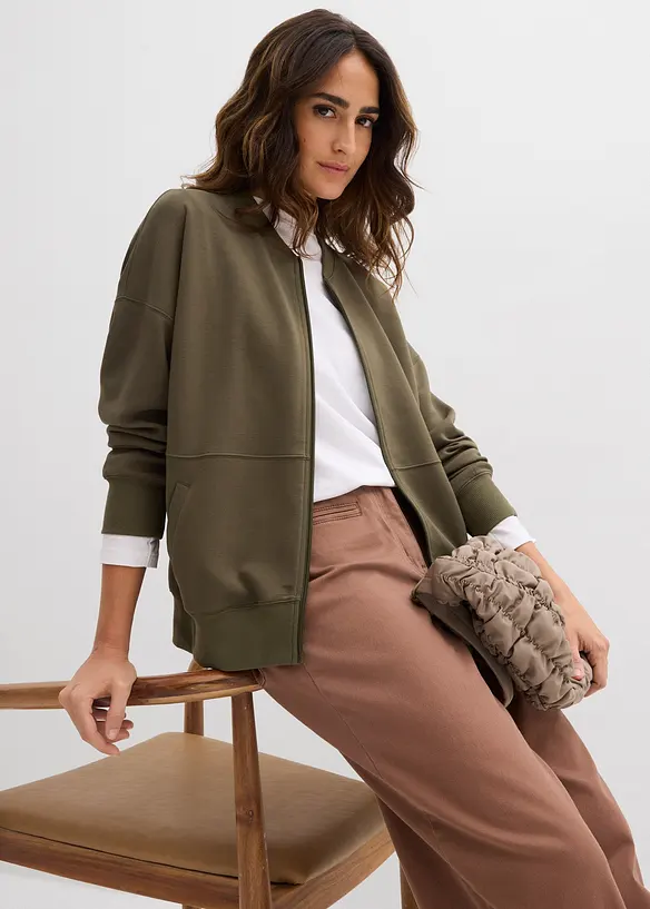 Oversize prop&iacute;nac&iacute; mikina z materi&aacute;lu scuba, bonprix