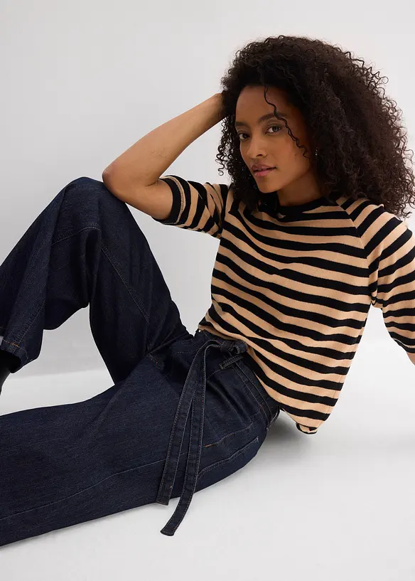 Dž&iacute;ny Wide Leg, High Waist, zkr&aacute;cen&eacute;, bonprix