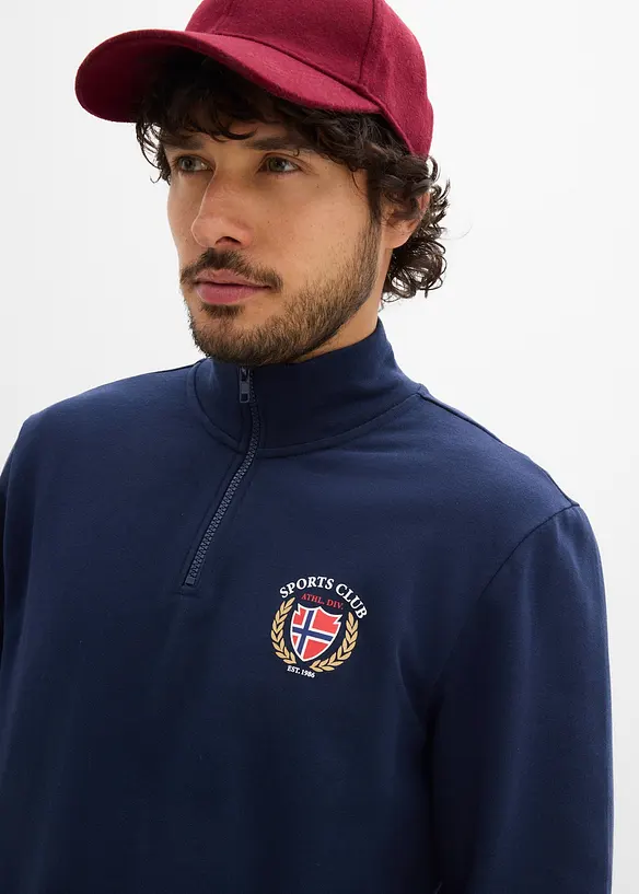 Mikina s l&iacute;mcem na zip, z čist&eacute; bavlny, bonprix